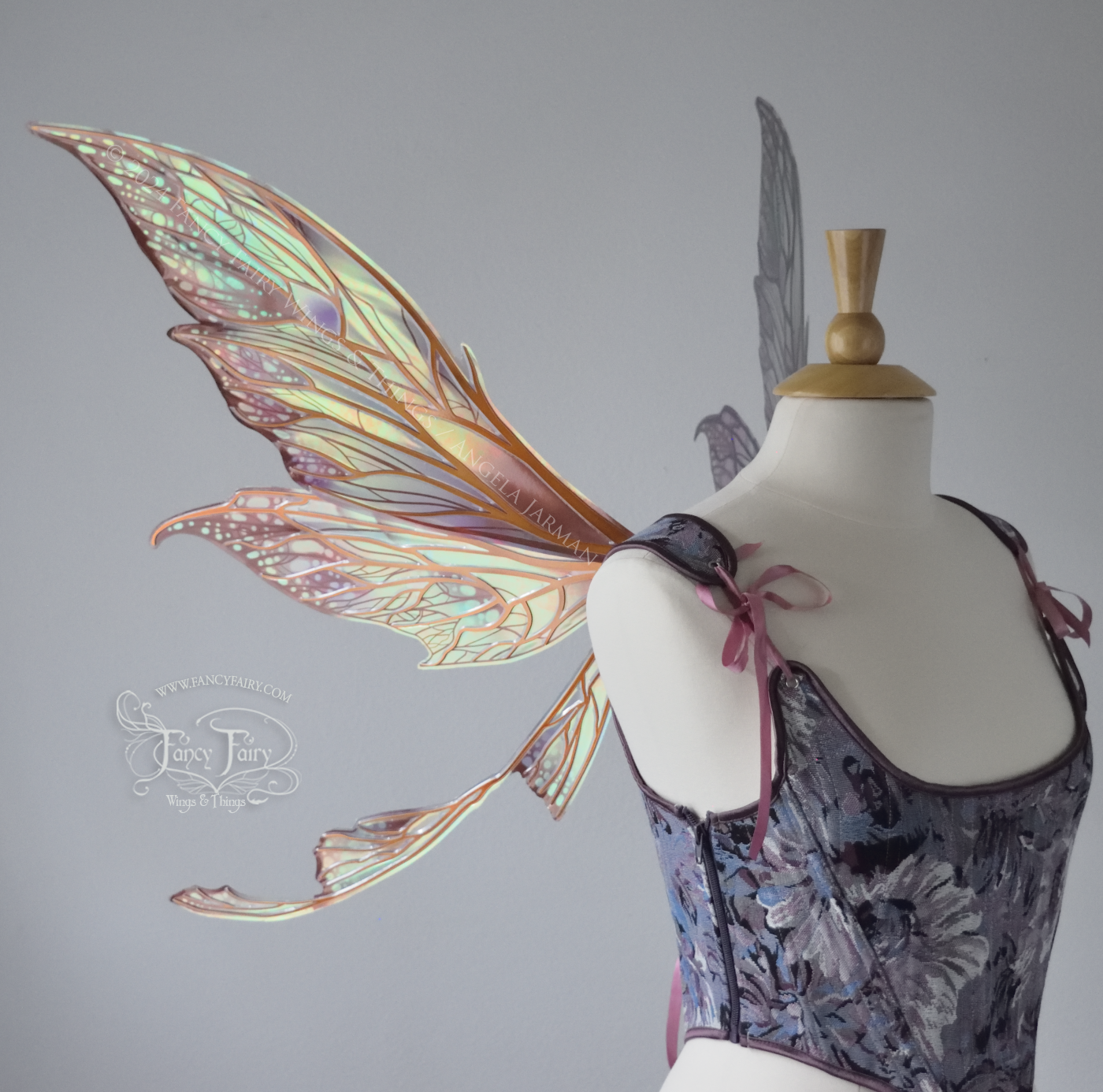 Colette 'Earth Tone' Painted Convertible Iridescent "Pix" Fairy Wings with Copper Veins