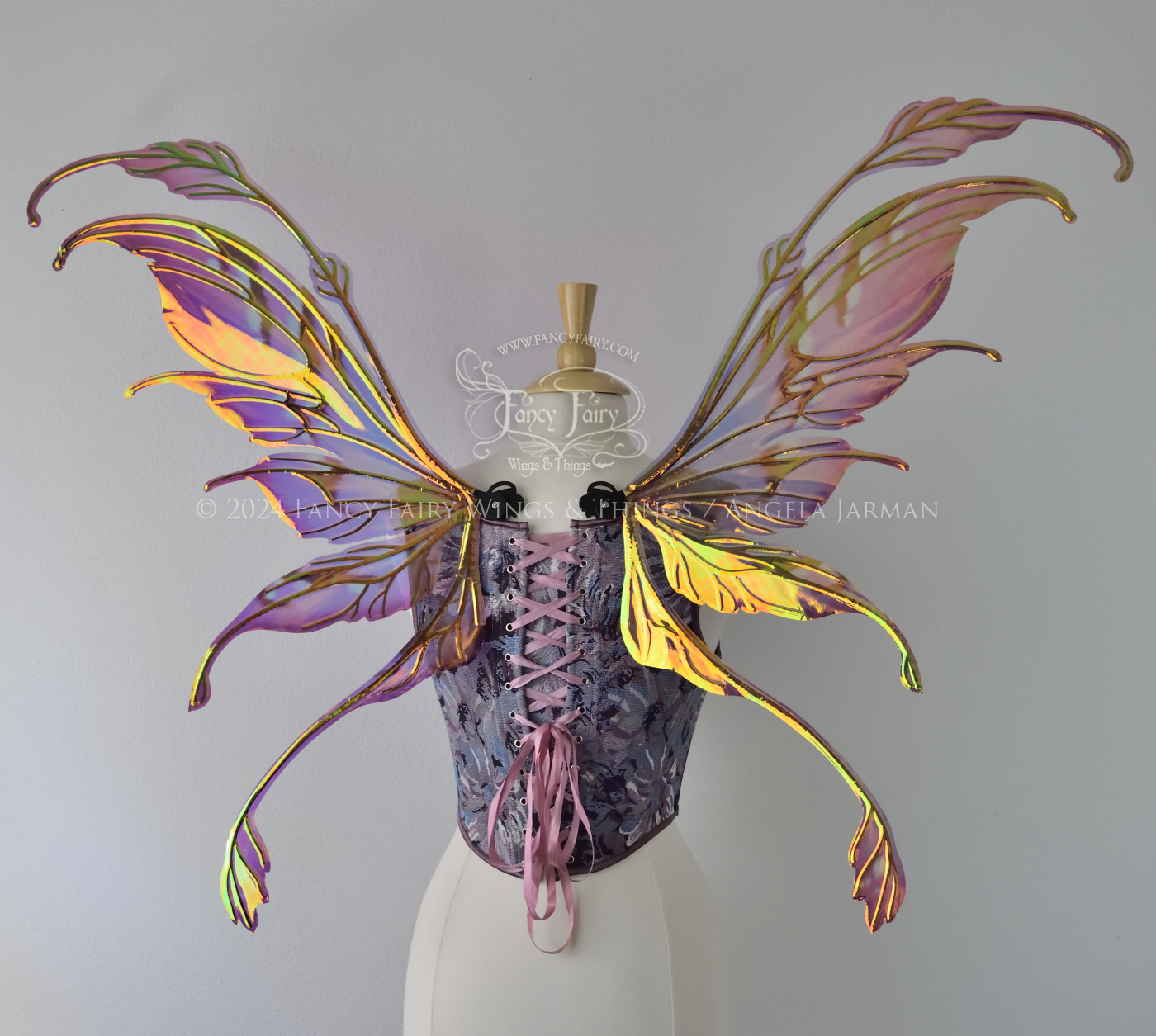 Ready to Ship Fauna Iridescent Convertible Fairy Wings in 'Moth Berry' with Black veins