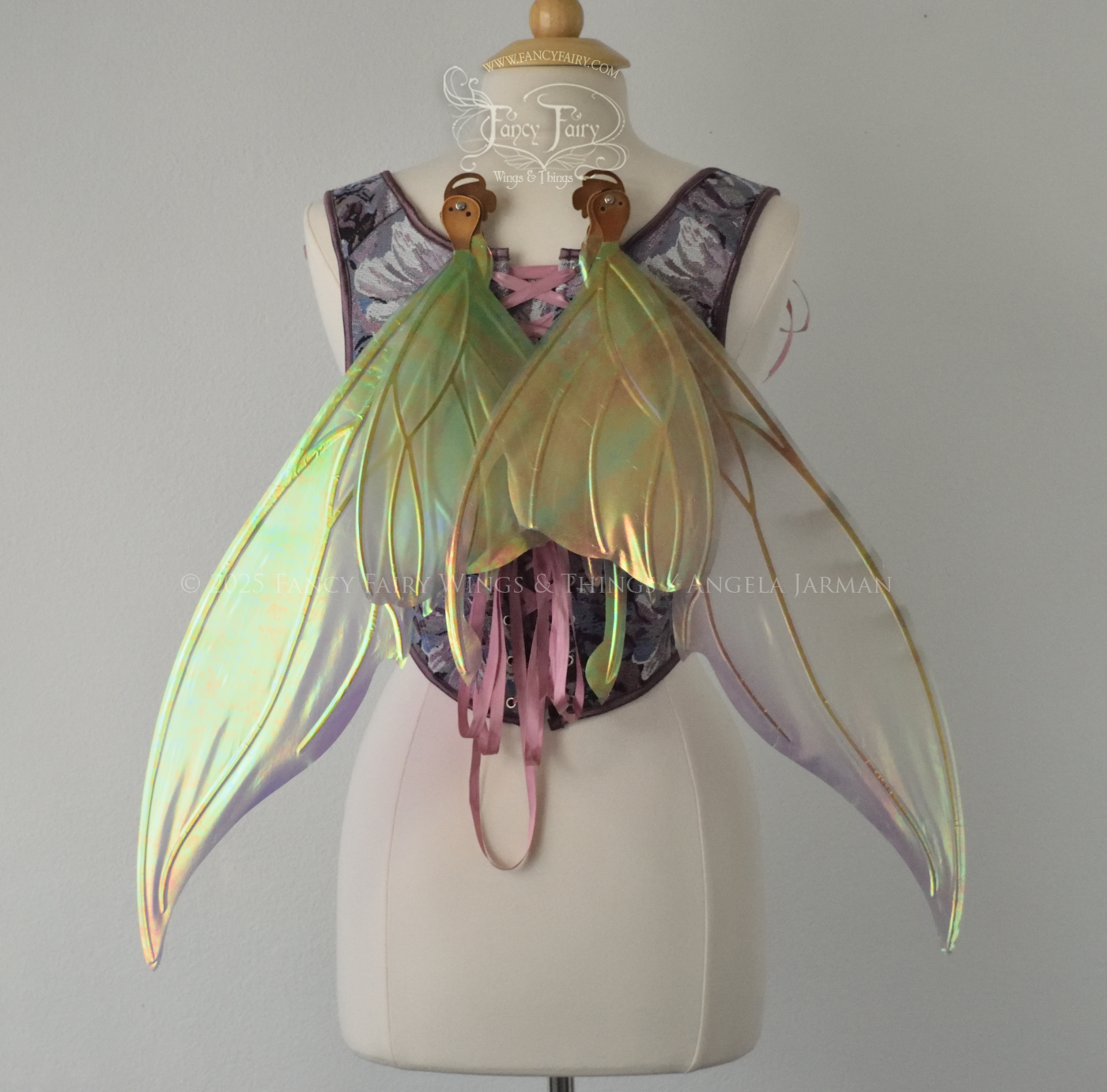 Ready to Ship Titania Iridescent Convertible Painted Fairy Wings in "Lavender Sage" with copper veins