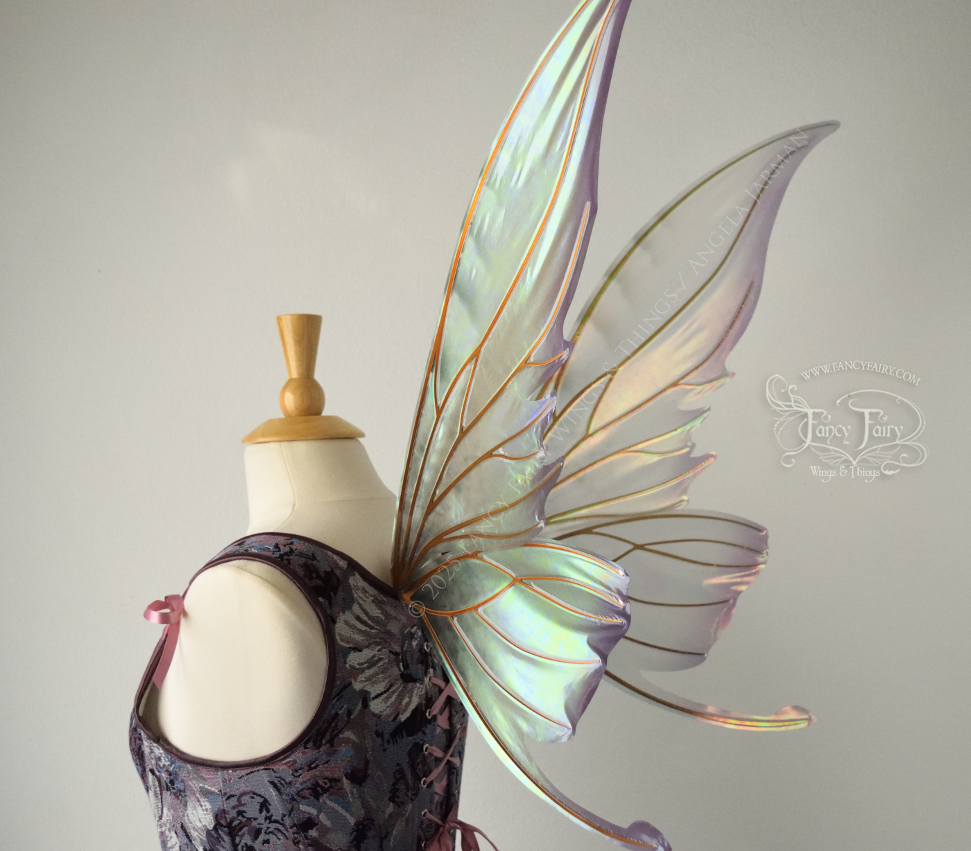 Ready to Ship Titania Iridescent Convertible Painted Fairy Wings in "Lavender Sage" with copper veins