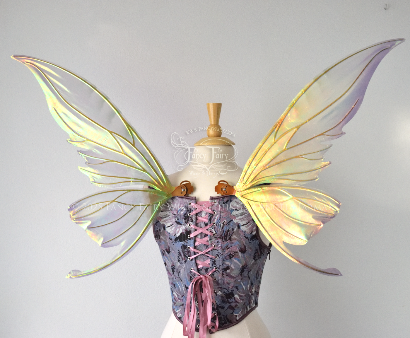 Ready to Ship Titania Iridescent Convertible Painted Fairy Wings in "Lavender Sage" with copper veins