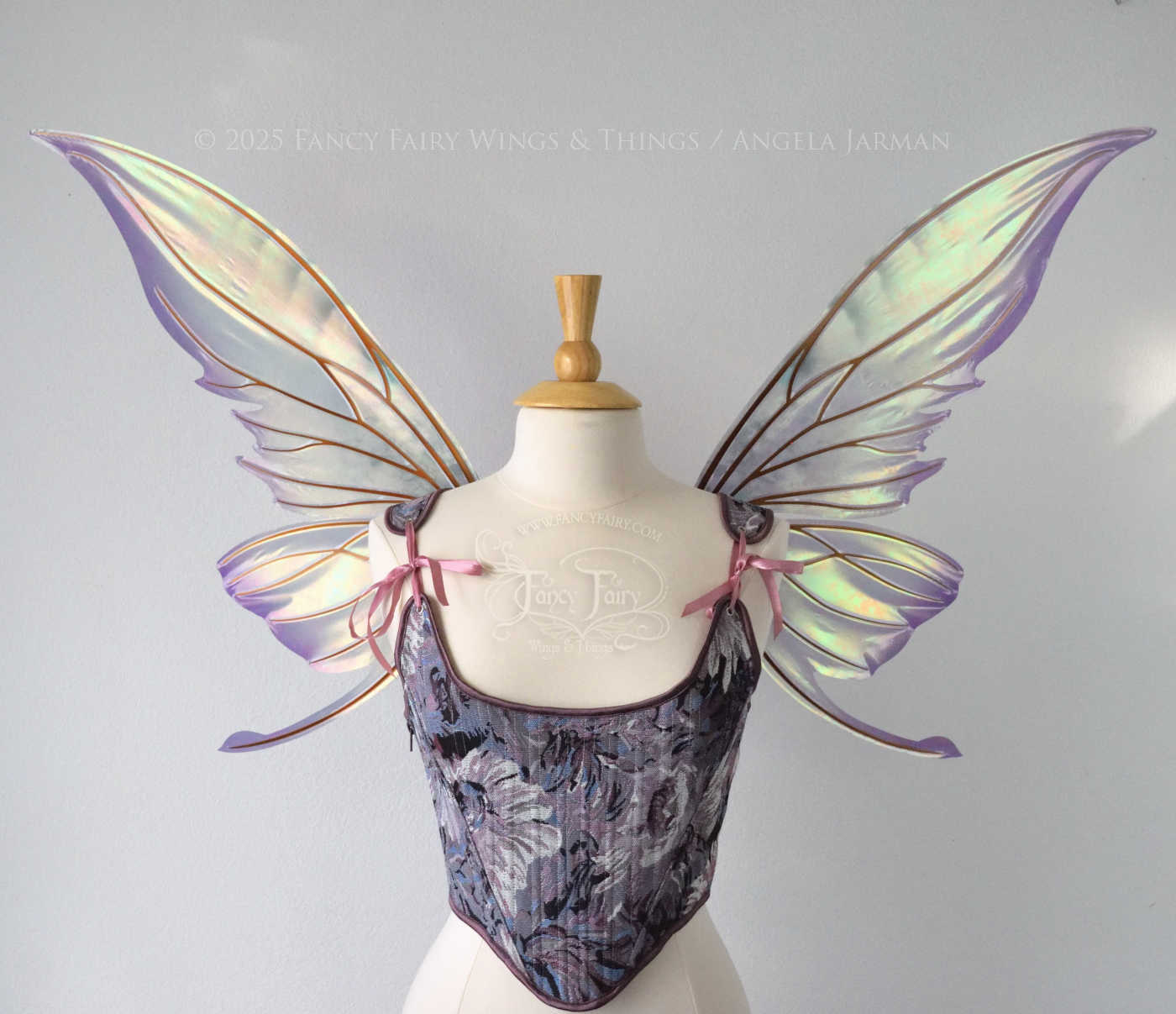 Ready to Ship Titania Iridescent Convertible Painted Fairy Wings in "Lavender Sage" with copper veins