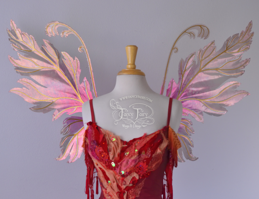 Acorn Painted Iridescent Fairy Wings in Antique Copper with Gold Veins