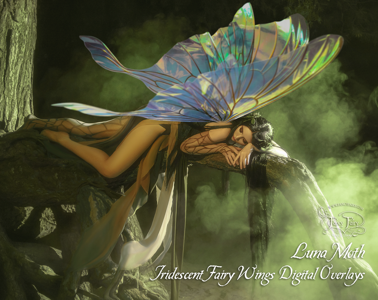 Luna Moth Iridescent Fairy Wings Overlays PNG files for photo edit