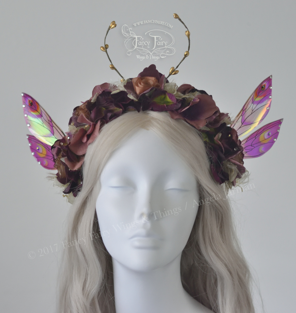 Antique Rose Flower Fairy Headdress with Ellette wings