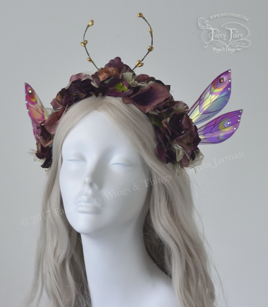 Antique Rose Flower Fairy Headdress with Ellette wings