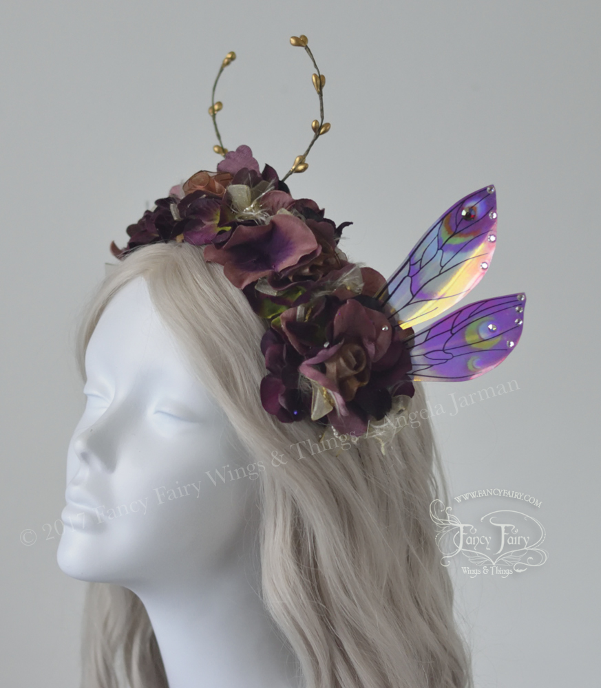 Antique Rose Flower Fairy Headdress with Ellette wings