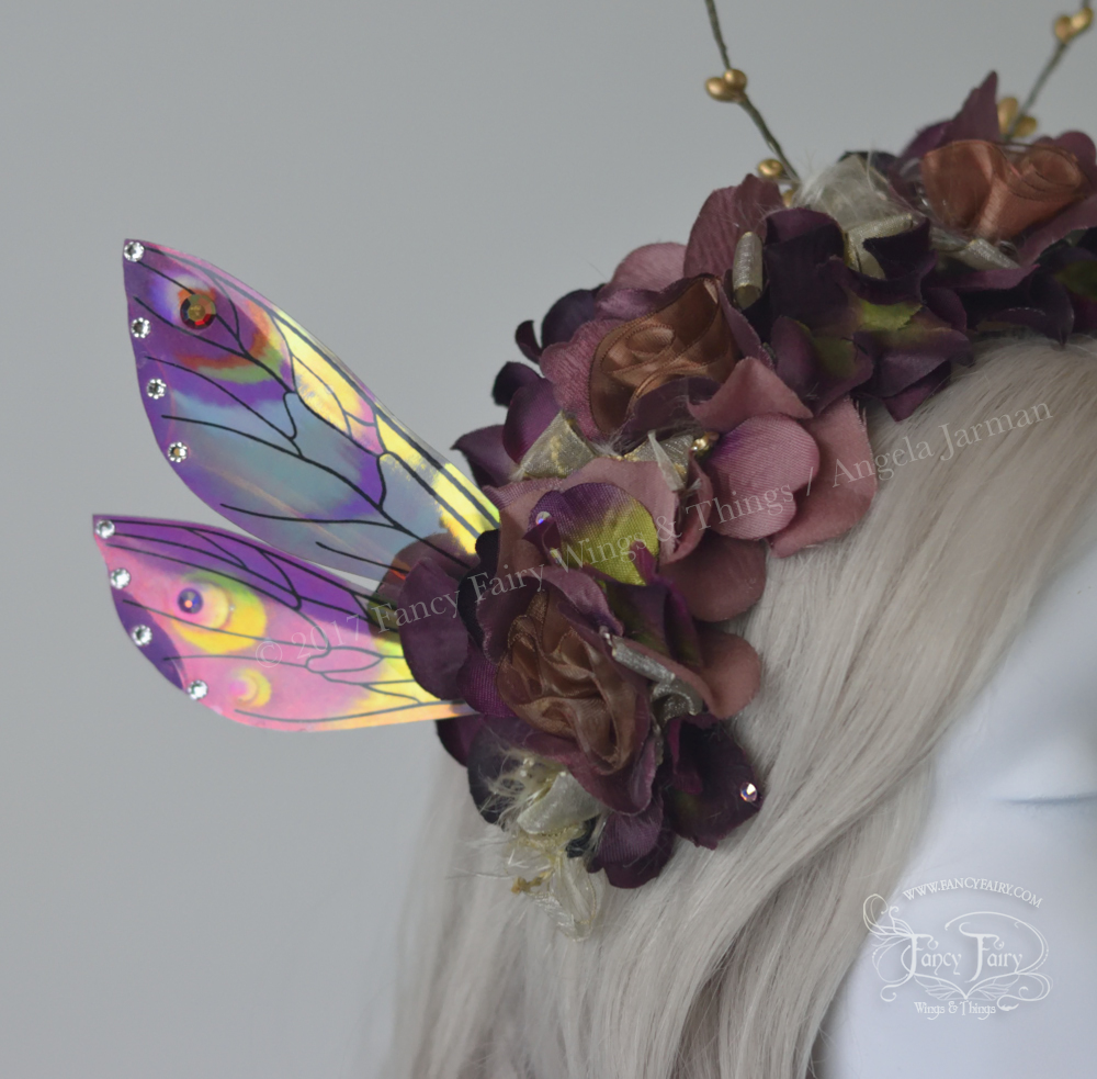 Antique Rose Flower Fairy Headdress with Ellette wings