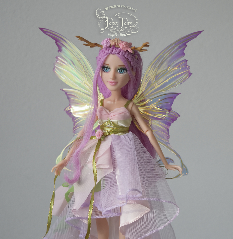 Aphrodite 5 inch Doll & Accessory Fairy Wings in Tea Rose with Brass Veins