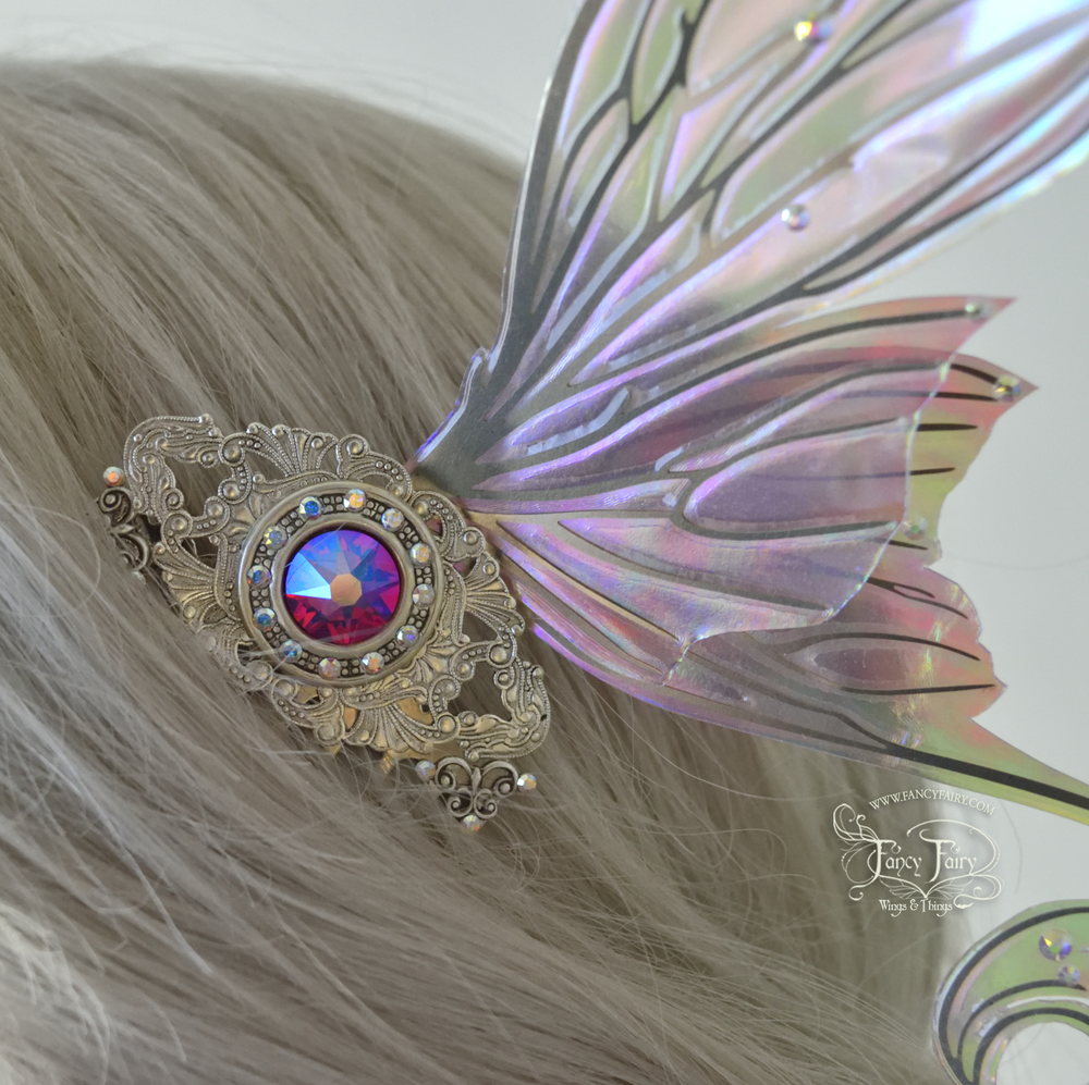 Aphrodite 5 inch Pastel Lilac Fairy Wing Hair Combs with Silver Veins