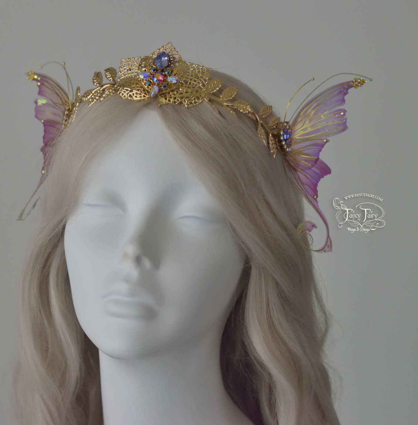 Aphrodite 'Tea Rose' Winged Fairy Crown, brass veining