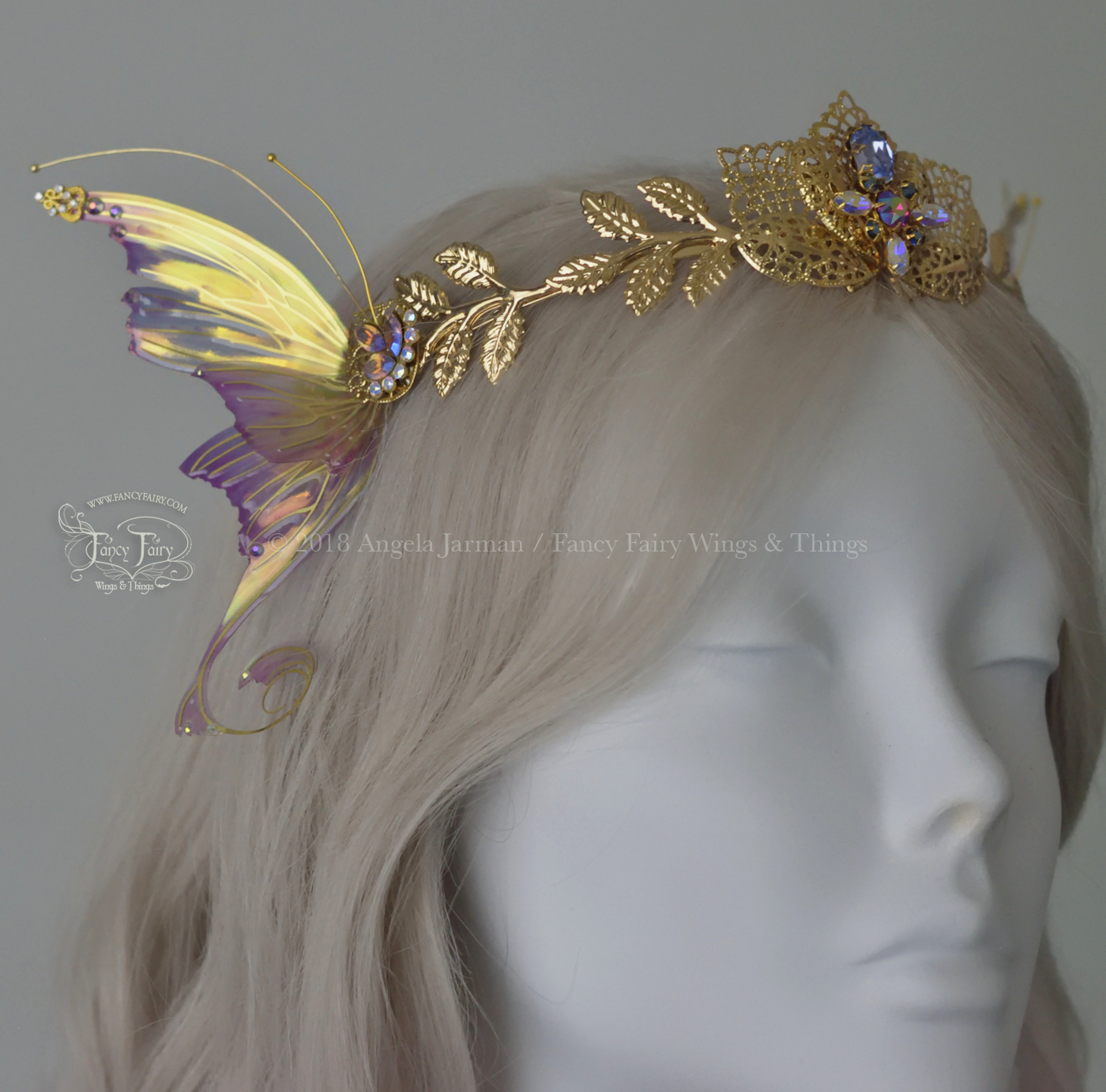 Aphrodite 'Tea Rose' Winged Fairy Crown, brass veining