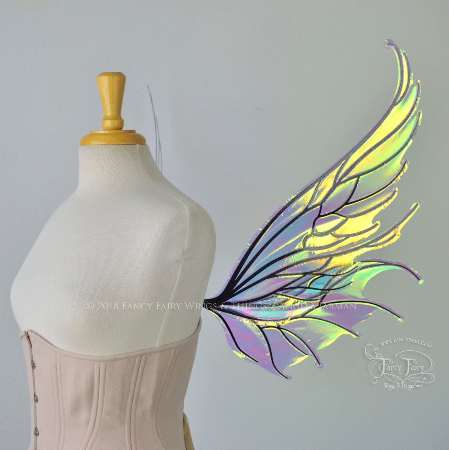 Aquatica Iridescent Convertible Fairy Wings in Clear Diamond Fire with Black veins