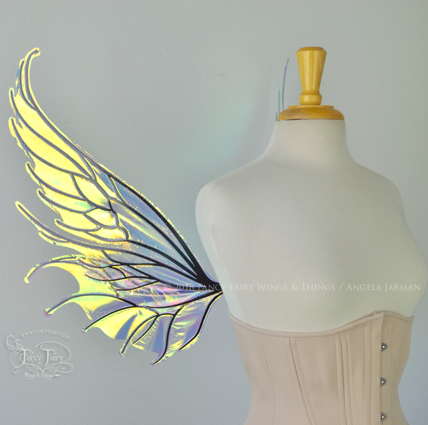 Aquatica Iridescent Convertible Fairy Wings in Clear Diamond Fire with Black veins