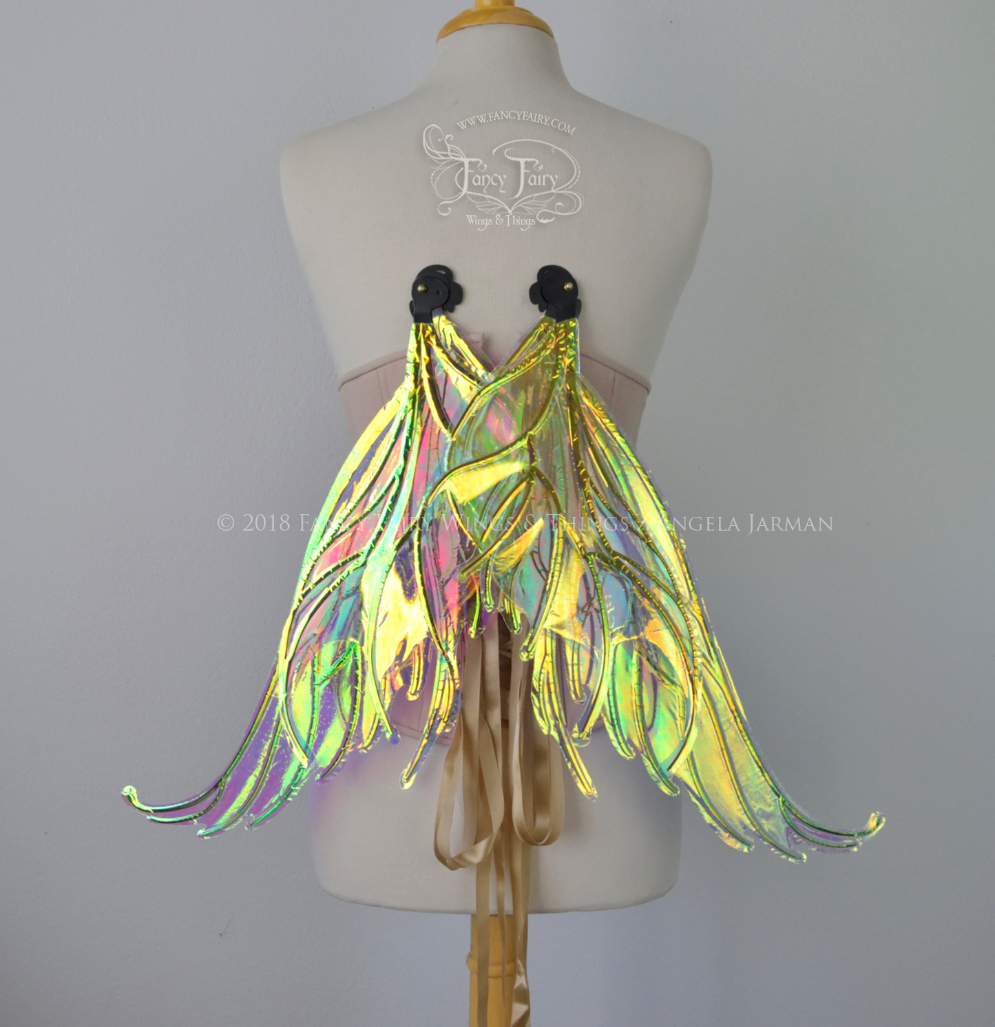 Aquatica Iridescent Convertible Fairy Wings in Clear Diamond Fire with Black veins