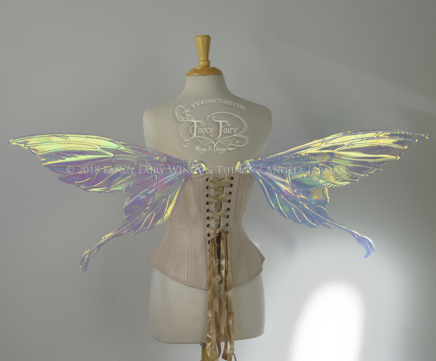 Aynia / Morgana Hybrid Iridescent Fairy Wings in Clear Diamond Fire with Pearl veins