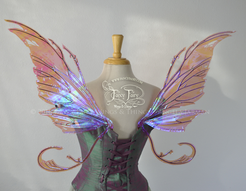 Bloodvine Iridescent Fairy Wings in Berry with Copper Veins