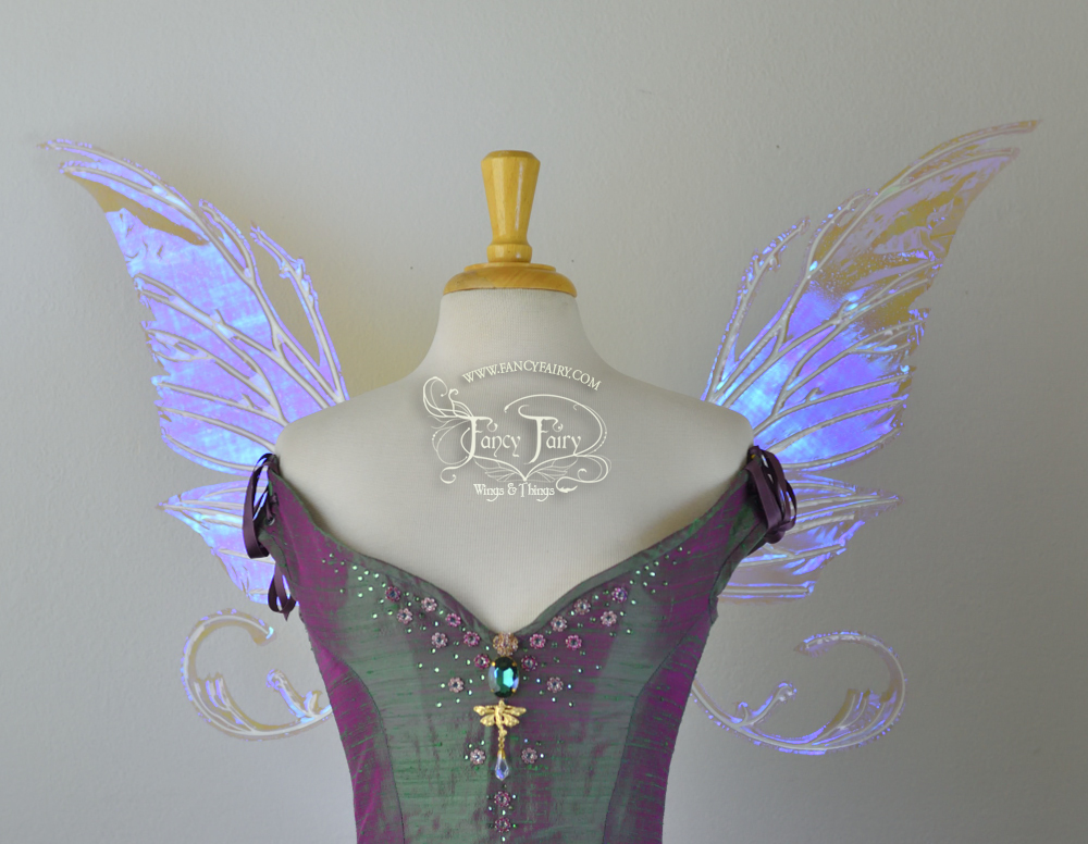 Bloodvine Iridescent Fairy Wings in Lilac with Aqua Glow Veins