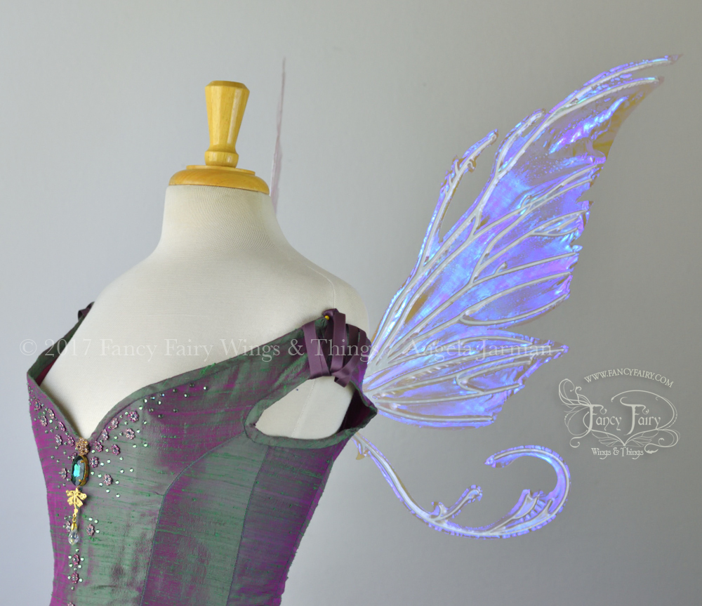 Bloodvine Iridescent Fairy Wings in Lilac with Aqua Glow Veins