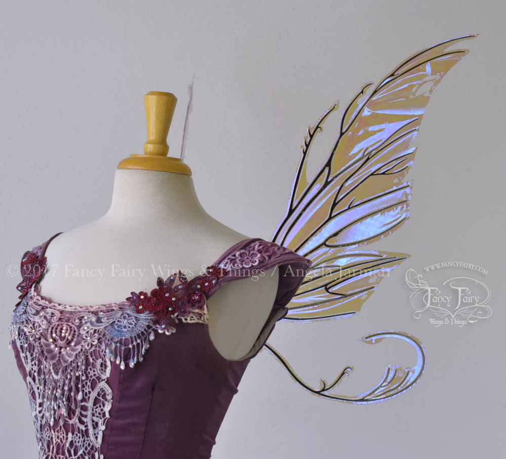 Bloodvine Iridescent Fairy Wings in Lilac with Black Veins