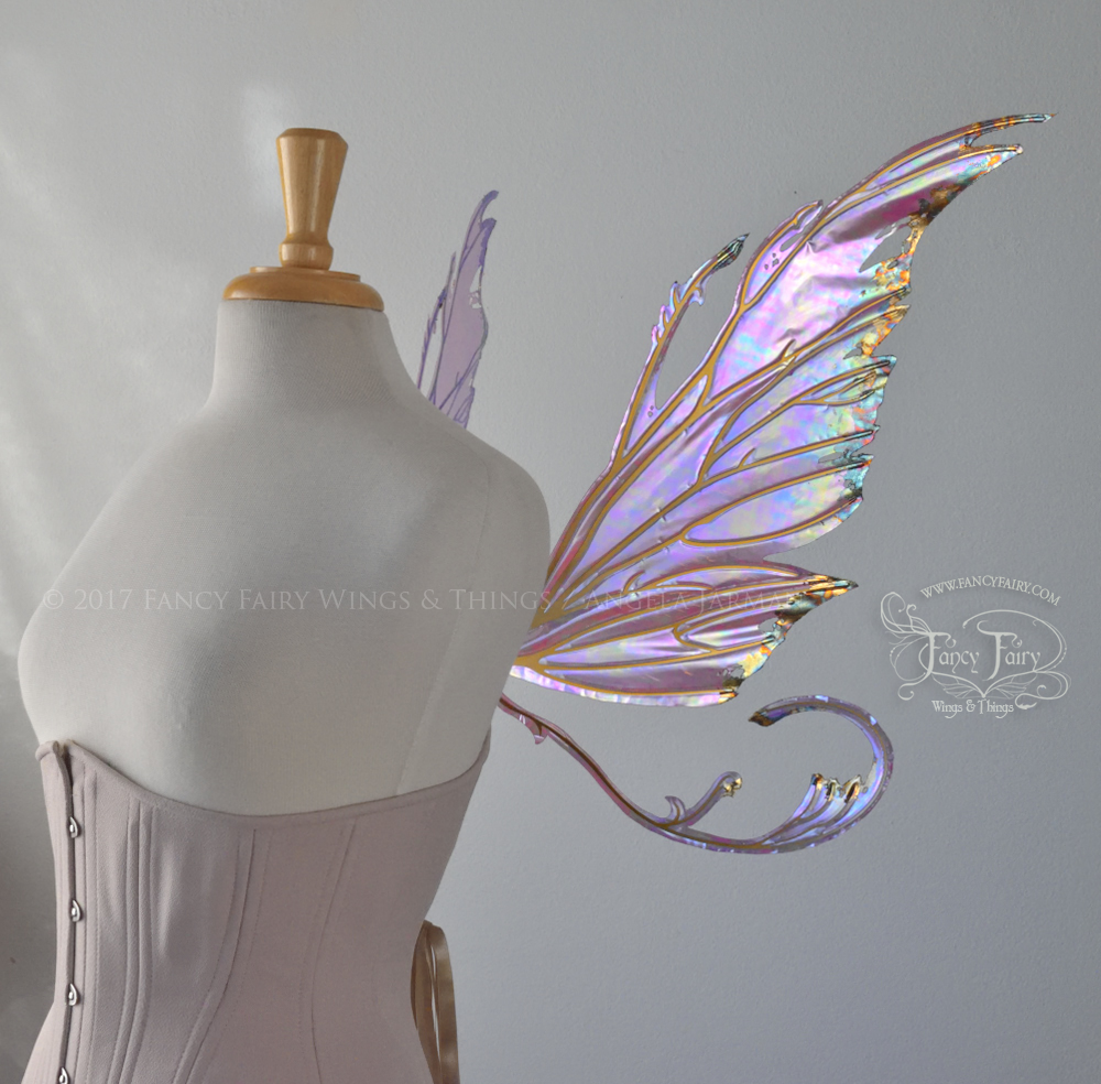Bloodvine Iridescent Fairy Wings in Sugar Plum with Gold Veins and Gold Leaf Accents