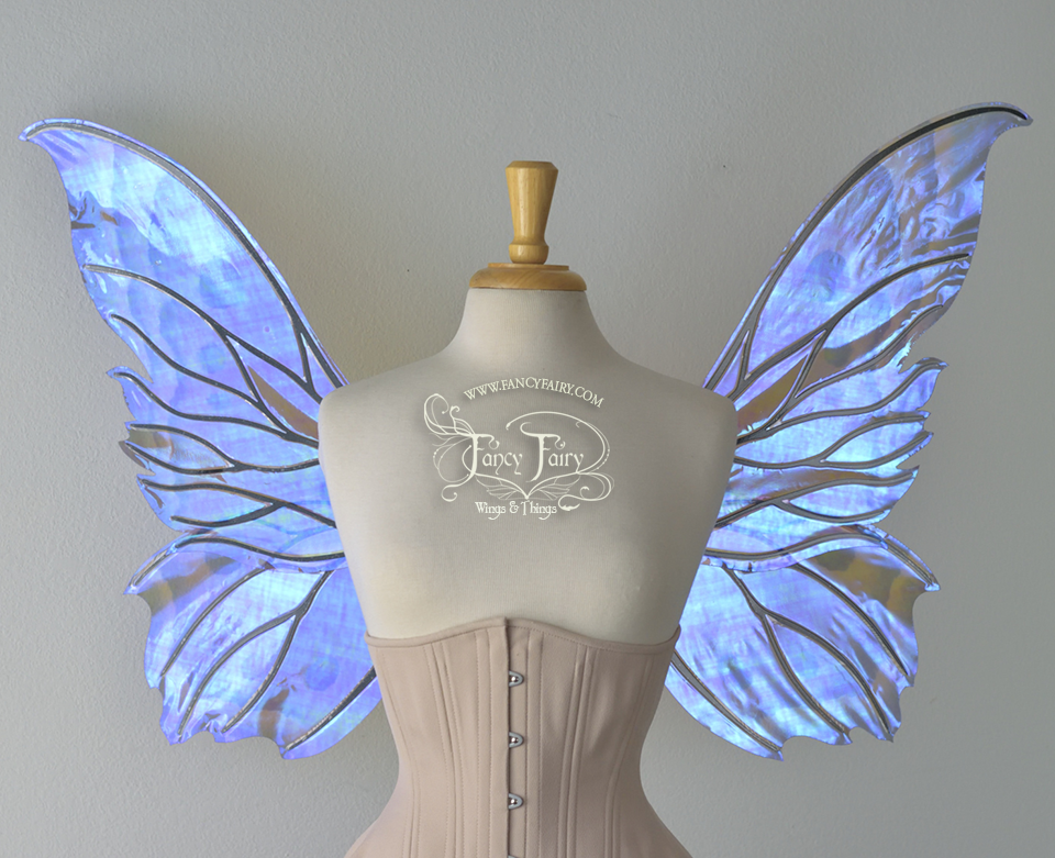 Clarion Iridescent Fairy Wings in Blue Moth Pattern