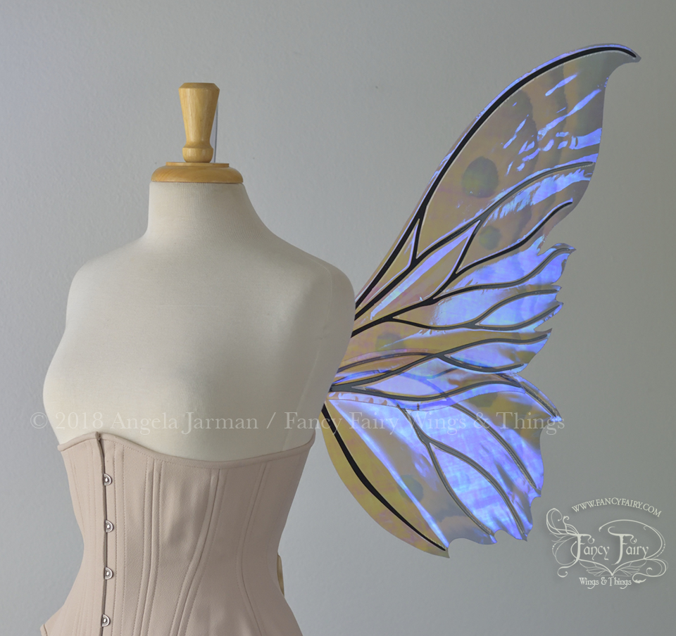 Clarion Iridescent Fairy Wings in Blue Moth Pattern