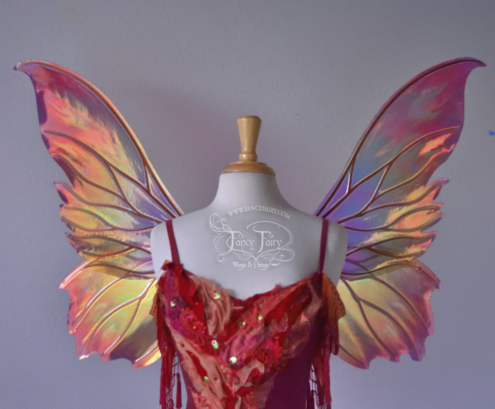 Clarion Painted Iridescent Fairy Wings in Fire Colors for Winx Dreamix Cosplay