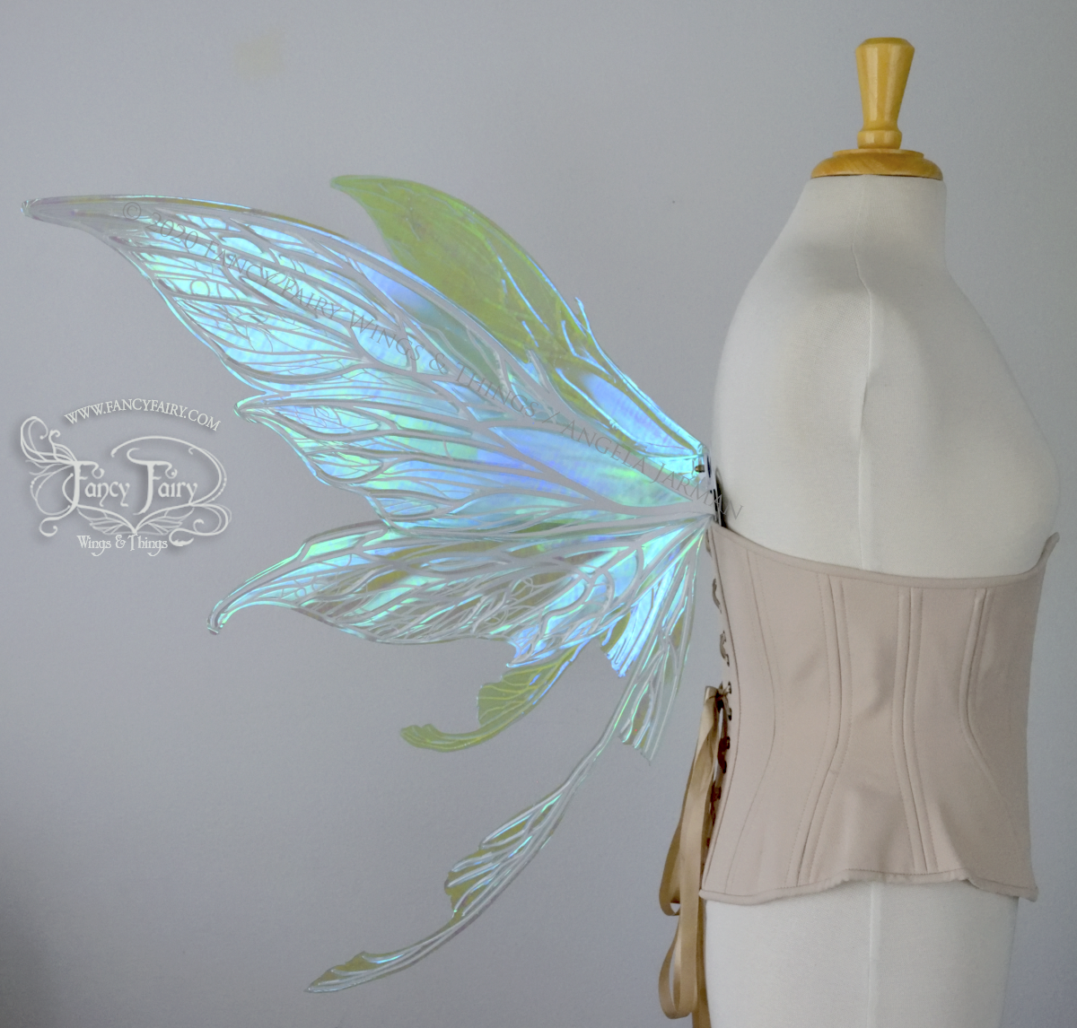 Colette Convertible Iridescent "Pix" Fairy Wings in Absinthe with white veins