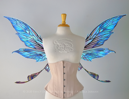 Colette 'Blue Moon' Convertible Iridescent "Pix" Fairy Wings with Black Veins