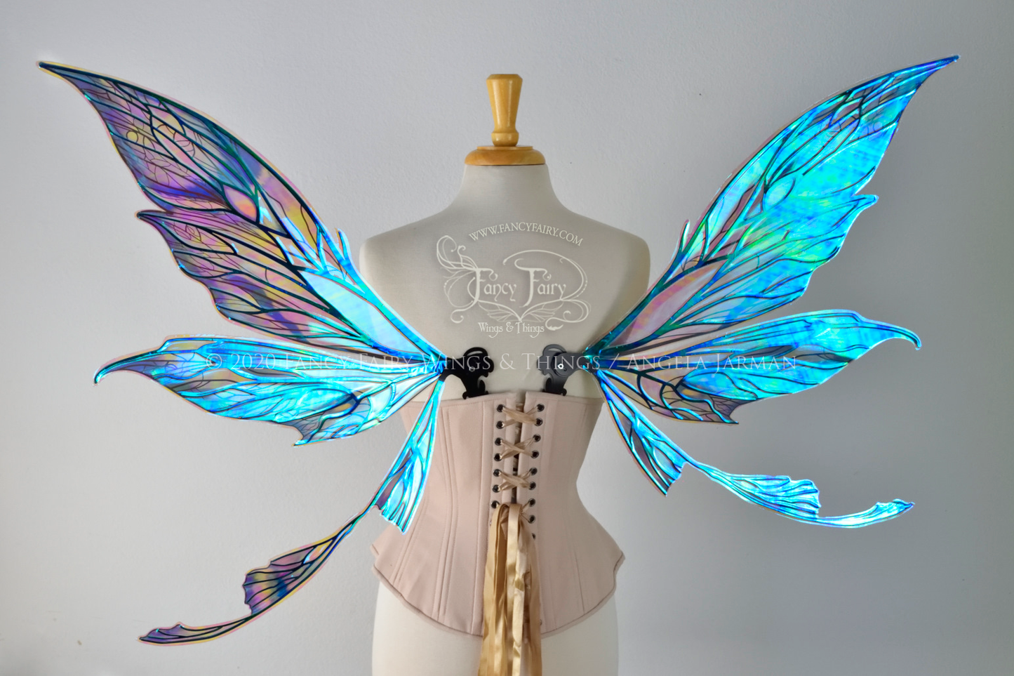 Colette 'Blue Moon' Convertible Iridescent "Pix" Fairy Wings with Black Veins