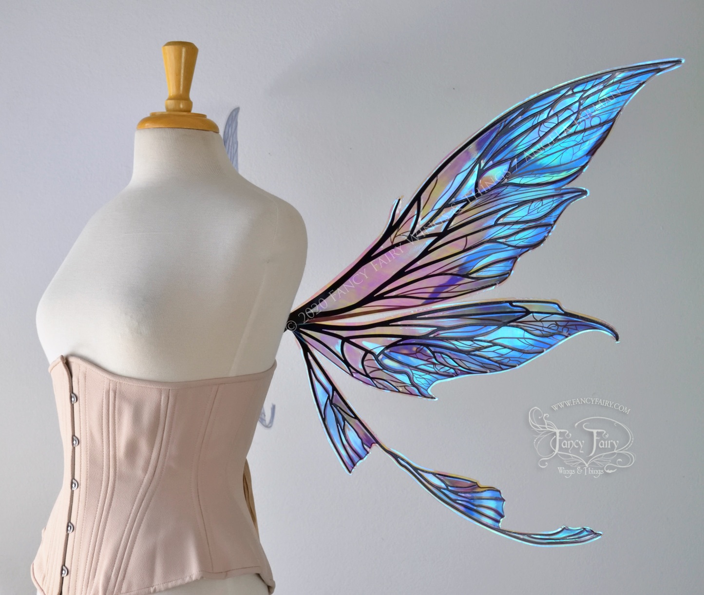 Colette 'Blue Moon' Convertible Iridescent "Pix" Fairy Wings with Black Veins