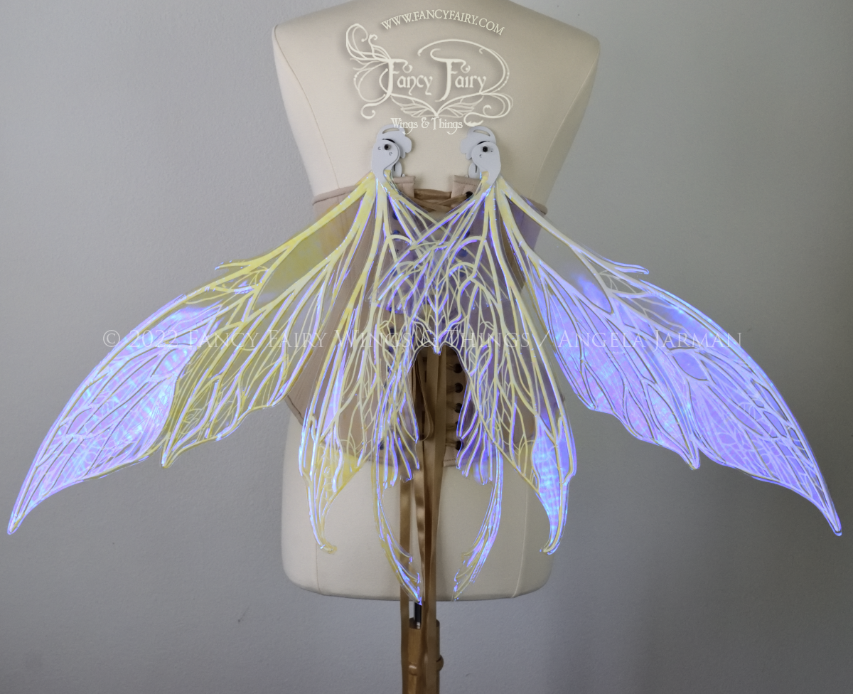 Colette Convertible Iridescent "Pix" Fairy Wings in Ultraviolet with white veins