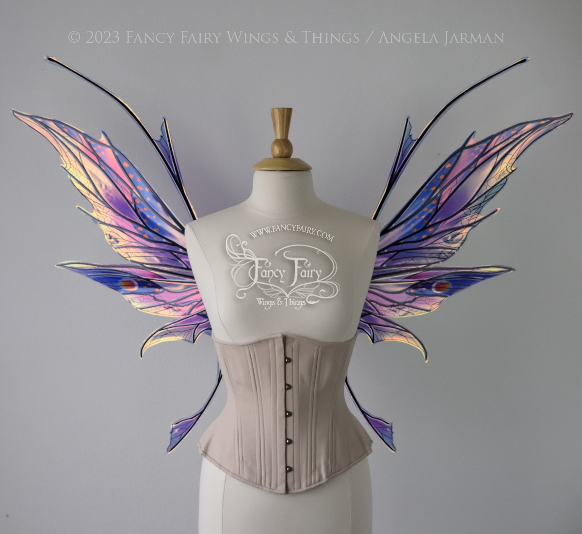Cosette Convertible Iridescent "Pix" Painted Fairy Wings in Lavender Fire, Ready to Ship
