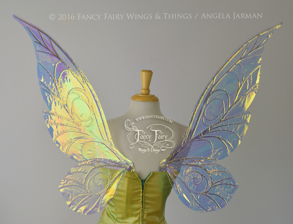 Trinket 26 inch Iridescent Fairy Wings in Clear with Silver veins