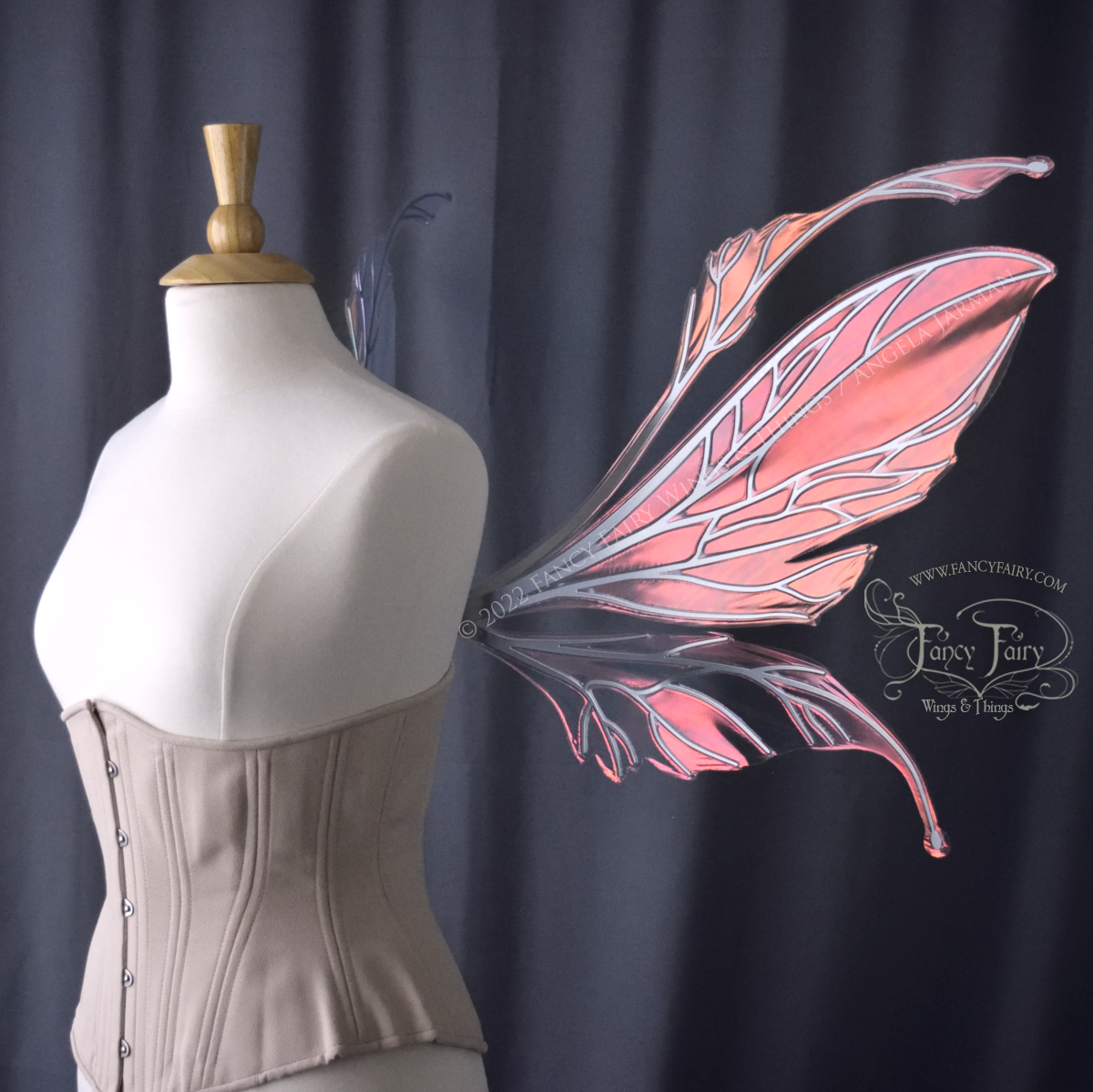 Datura Iridescent Convertible Fairy Wings in Clear Blush with Silver veins, Ready to Ship
