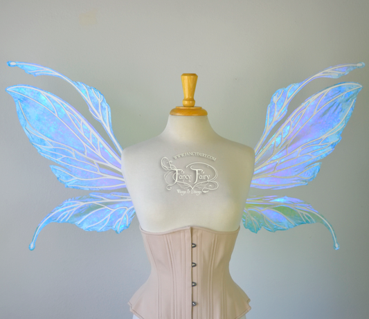 Datura Iridescent Convertible Fairy Wings in 'Frost' with white veins