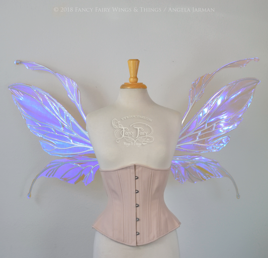 Datura Iridescent Convertible Fairy Wings in Lilac with Chrome Silver veins