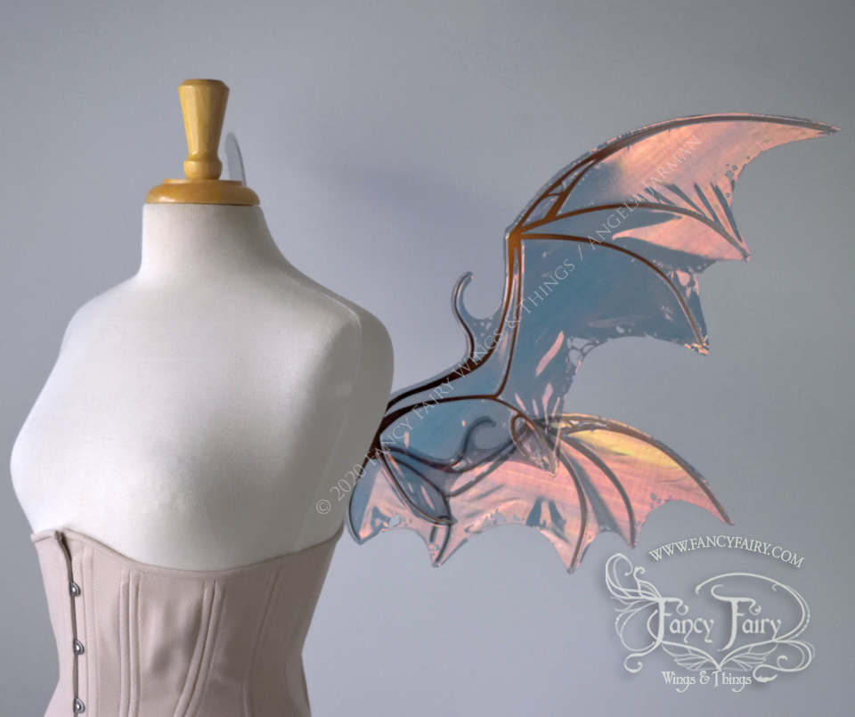 Draconia II Convertible Iridescent Fairy Wings in Poison Apple with Copper Veins