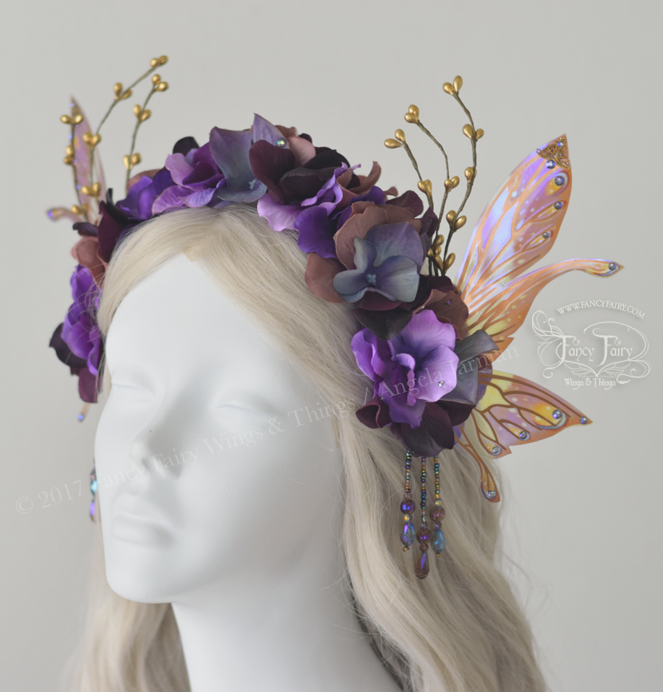 Dusty Plum Flower Fairy Headdress with Salome wings
