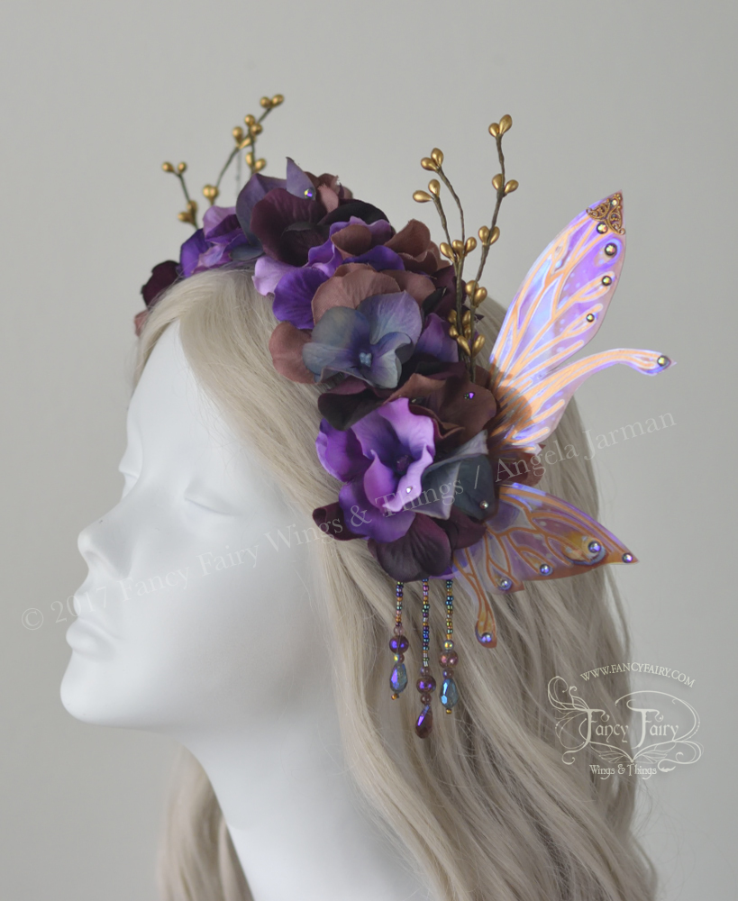 Dusty Plum Flower Fairy Headdress with Salome wings