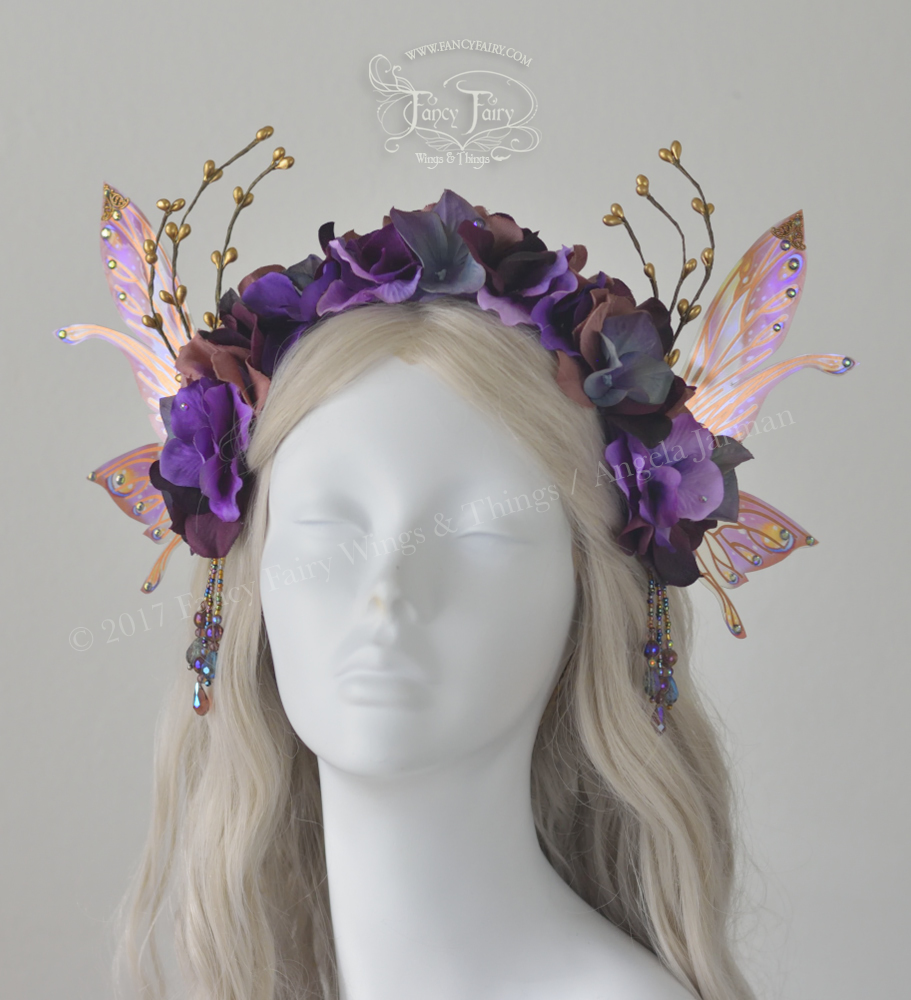 Dusty Plum Flower Fairy Headdress with Salome wings