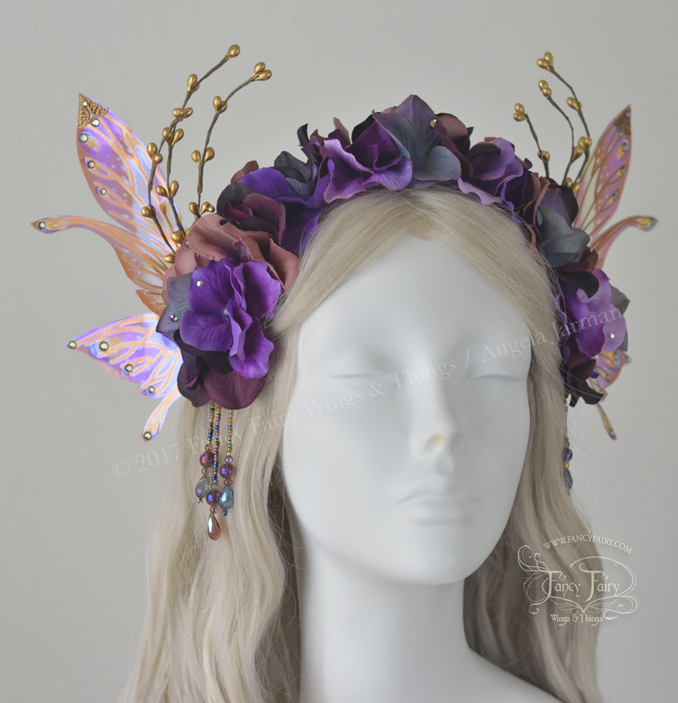 Dusty Plum Flower Fairy Headdress with Salome wings