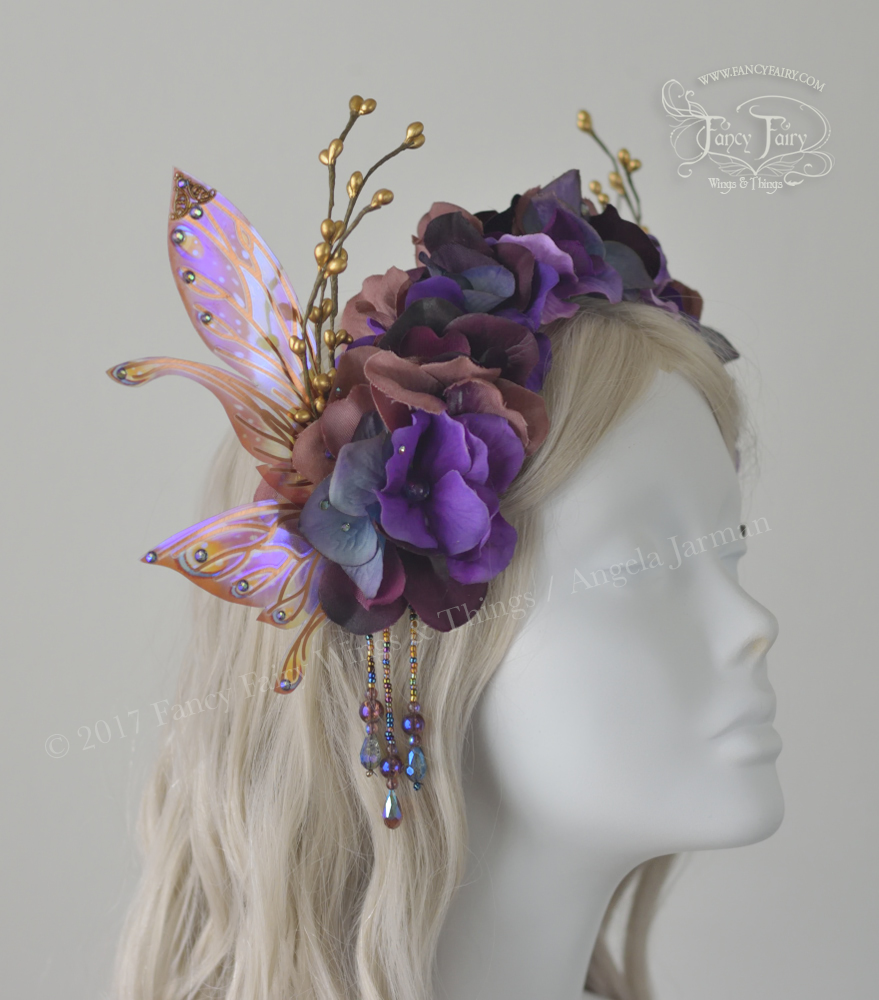 Dusty Plum Flower Fairy Headdress with Salome wings