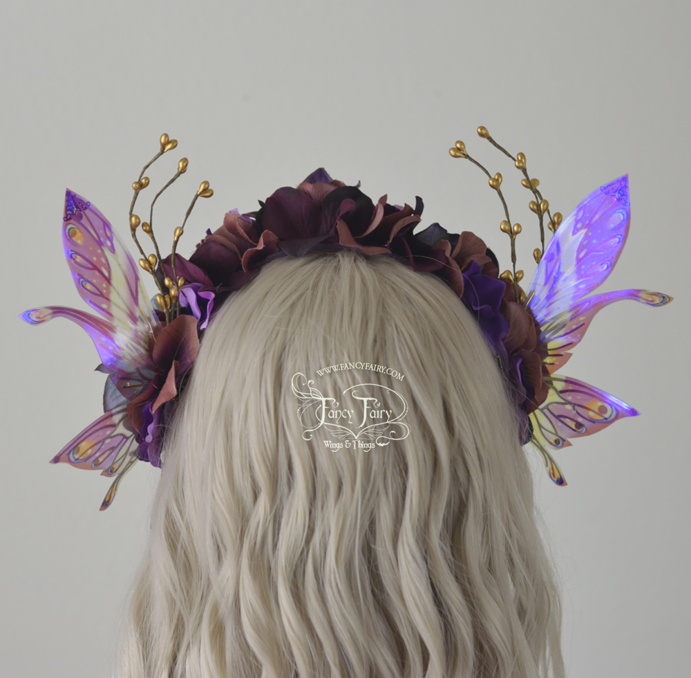 Dusty Plum Flower Fairy Headdress with Salome wings