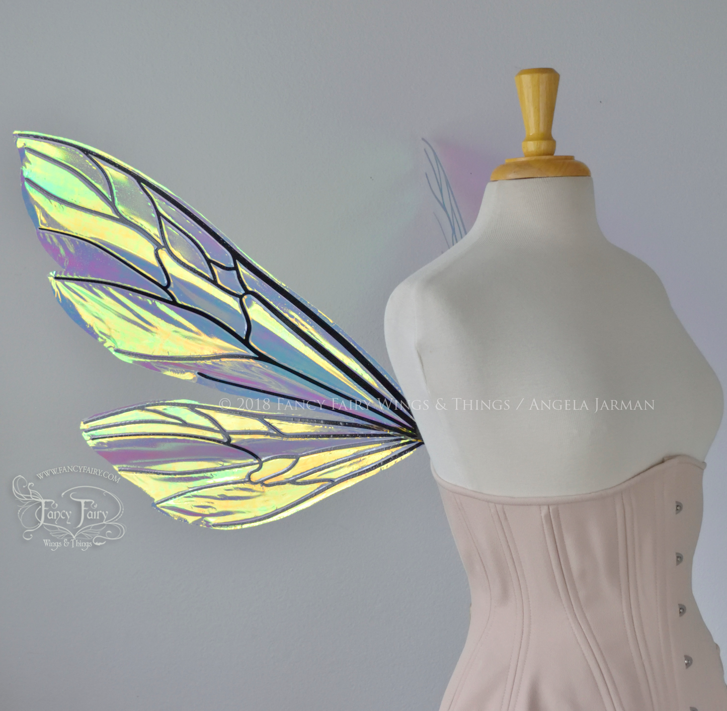 Ellette Convertible Iridescent Fairy Wings in Clear Diamond Fire with black veins