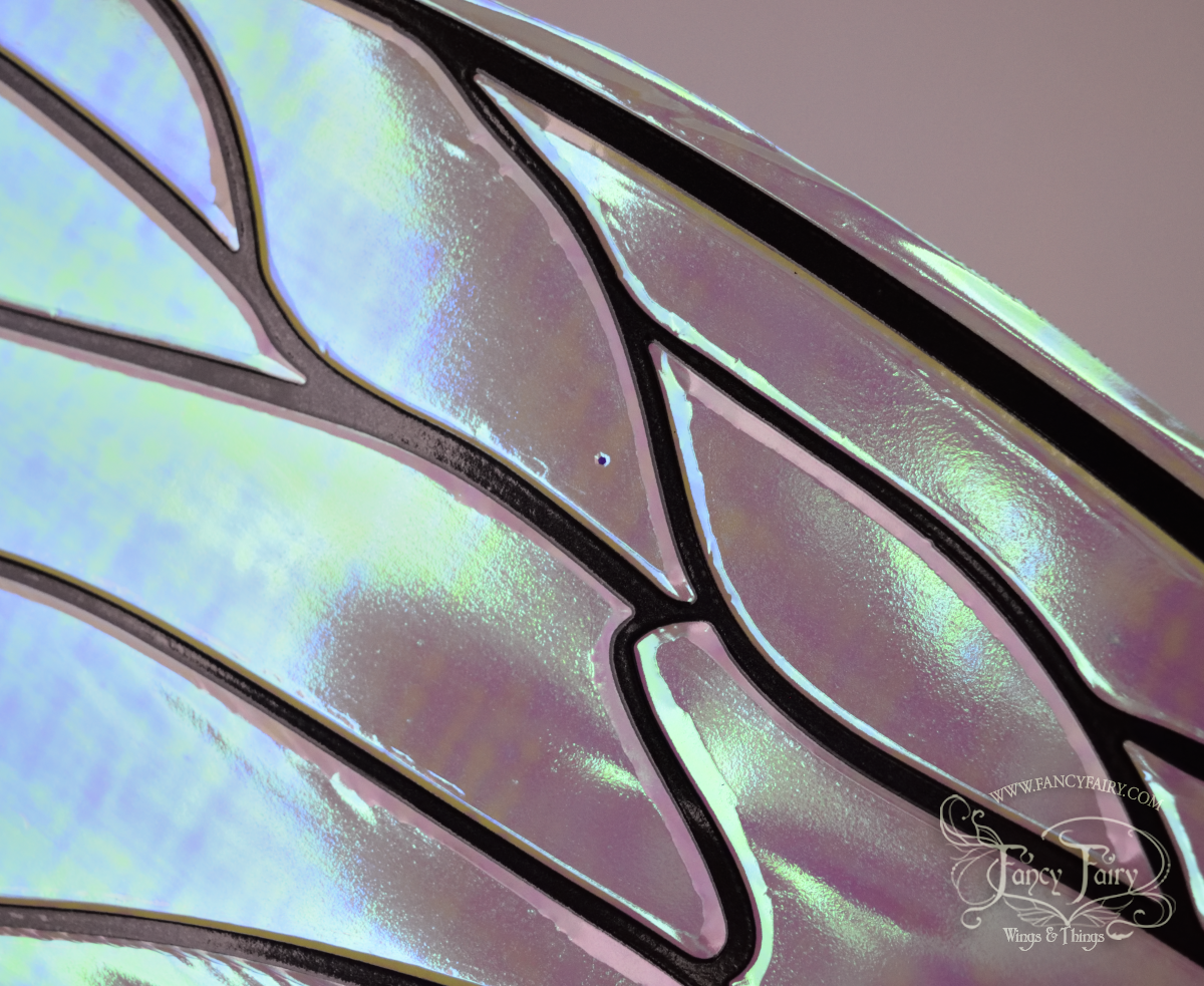 Ellette Convertible Iridescent Fairy Wings in Absinthe with black veins