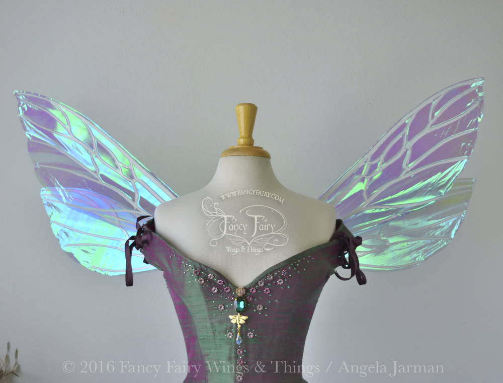 Ellette Iridescent Fairy Wings in Aquamarine with Pearl veins
