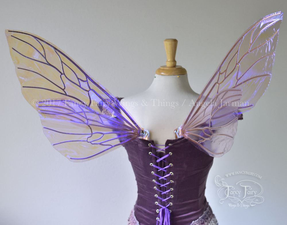 Ellette Iridescent Fairy Wings in Lilac with Gold veins