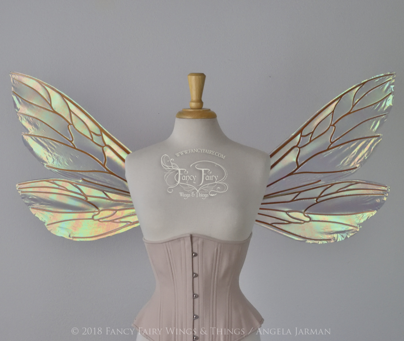 Ellette Iridescent Fairy Wings in Patina Green with Copper veins